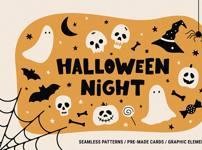 Halloween Night - Cards & Patterns 3d animation app branding design graphic design icon illustration logo motion graphics ui