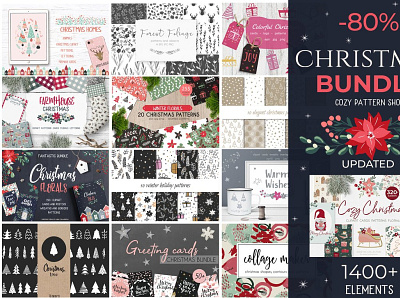 Christmas Bundle | Clipart & Pattern 3d animation app branding design graphic design icon illustration logo motion graphics ui