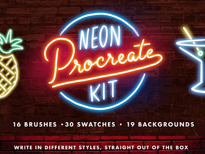 Neon Procreate Brush Kit 3d animation app branding design graphic design icon illustration logo ui