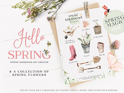 Hello Spring - Gardening Graphics 3d animation app branding design graphic design icon illustration logo motion graphics ui