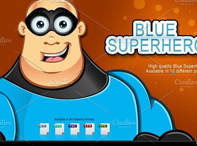 Blue Superhero Character 3d animation app branding design graphic design icon illustration logo motion graphics ui