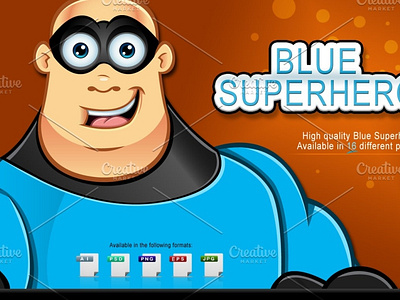 Blue Superhero Character