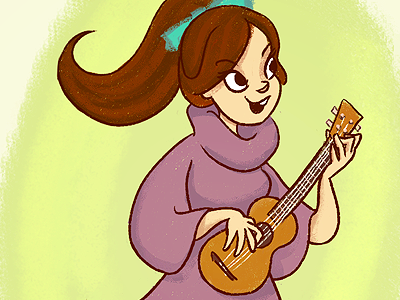 Ukelele girl cartoon fun girl illustration music ukelele