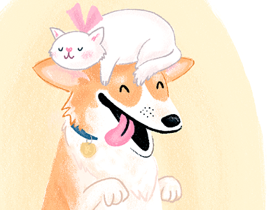 Pet Portrait cat corgi dog illustration pet portrait