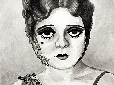 Three Hundred & Sixty Six Portraits clara bow illustration portrait watercolor