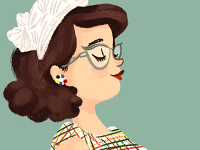 Esther- Detail digital illustration portrait vintage