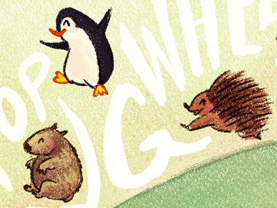 Flyin' friends animals bounce echidna illustration jump penguin wombat