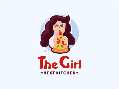 The Girl Next Kitchen ■ Project branding design girl illustration italian food kitchen logo logotype mark mascot pizza typo typography vector