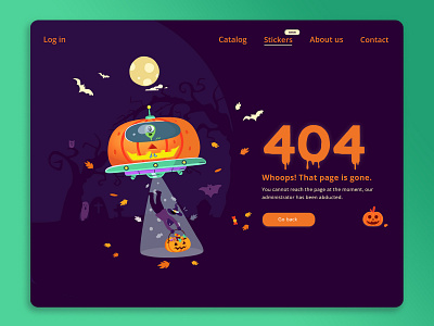 Halloween.Alien ■ 404 page 404 error 404page alien concept design halloween ideas illustrations inspiration pumpkin stickers typography ui ui ux ui design uidaily uidesign ux web design webpage