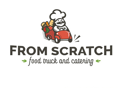 From Scratch catering food food truck hamburgers illustrative playful logo powerful logo design unique logo vegetable