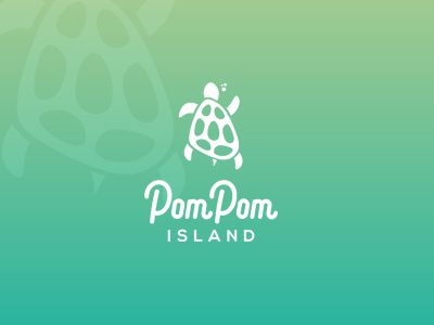 Pom Pom Island animal creature design island logos mark sea turtle