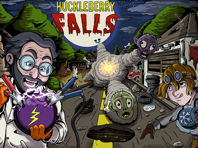 Huckleberry Falls - Illustration art game huckleberry falls illustration menu screen style title zombie