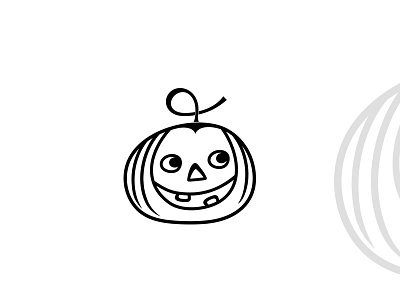 Halloween Pumpkin black cute fun halloween logo mark october outline pumpkin simple smile white