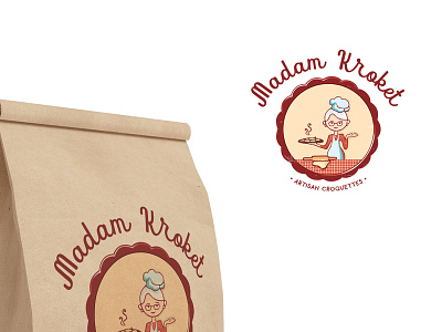 Madam Kroket badges cook croquettes grandmother home made logo madam vintage