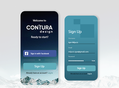 SignUp■ app app design company branding contura dailyui design mobile mountains sign up ui uxui web