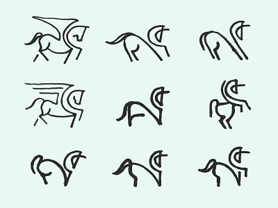 Unicorn Sketches animal brand branding design horse icon logo logo design minimal mythology sketches symbol unicorn