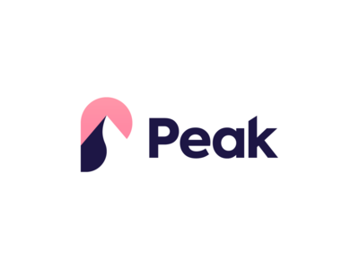 Peak smart tech negative space logo mountain peak startup icon brand monogram identity mark design minimal branding logo