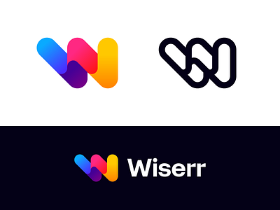 Wiserr brand branding design geometic identity lettermark logo logo design mark minimal monogram startup trips wise