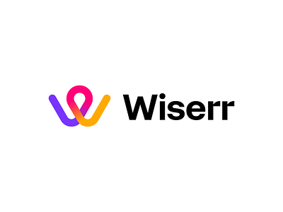Wiserr logotype application brand branding design explore fresh fun icon identity logo map mark minimal modern monogram pin startup trips