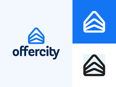 offercity brand brand identity branding design home house identity logo logo design mark minimal projection real estate transparent vision