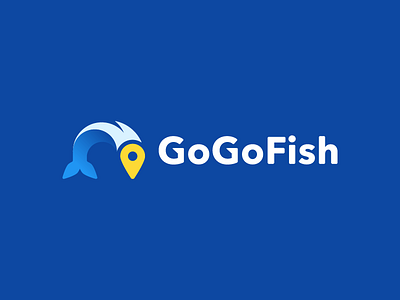 GoGoFish Logo branding design fish fishing identity location logo mark pin service trip tsanev