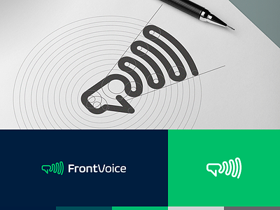 FrontVoice logo bulgaria chat communications employes front logo mark megaphone tsanev voice