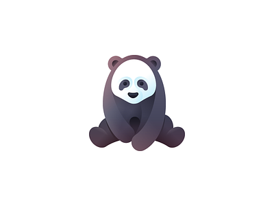 Panda animal bulgaria design gradient icon illustration minimal panda set shape tsanev