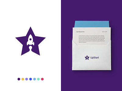 UpStart branding coworking identity logo rocket star start start up up