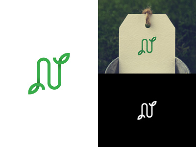N Monogram garden leaf logo minimal monogram n plant symbol tsanev