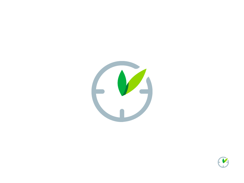 Greentime mark branding logo leaf clock time green