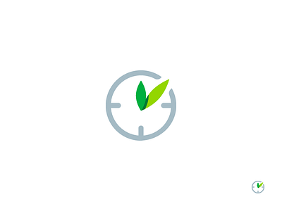 Greentime mark branding clock green leaf logo time