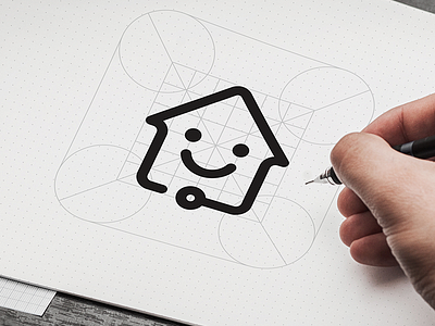 Home icon branding design friendly grid home icon logo set smile