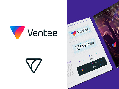 Ventee Branding app brand guidelines branding design event grid logo monoline spotlight ventee