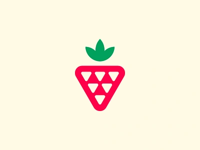 Strawberry Logo food fruit geometric logo minimal nature strawberry yummy