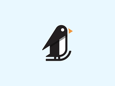 Penguin animal branding funny logo mark penguin ski