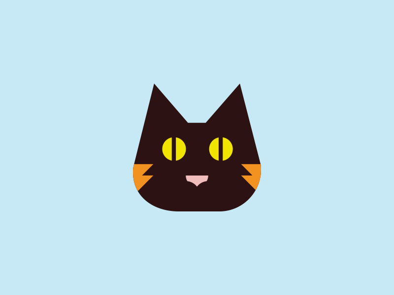 Cat animation brand cat colors eyes geometric logo minimal sleepy