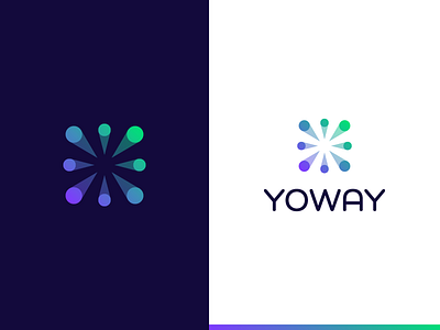 Yoway logo design block chain branding crypto decentralized financial logo money peers transaction yoway