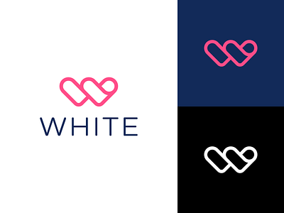 White branding care doctor healthcare heart logo love monogram startup w white