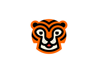 Tiger animal brand branding cat cute friendly animal head logo stripes tiger toons
