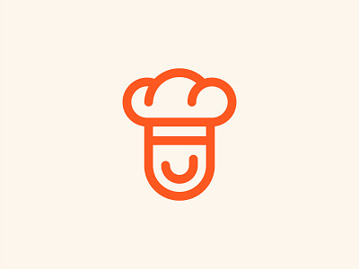 Cook application branding bread chef cook culinary food happy head logo minimal smile startup tasty