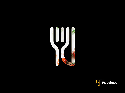 Foodoso application branding culinary food fork head knife logo minimal negative space logo startup tasty