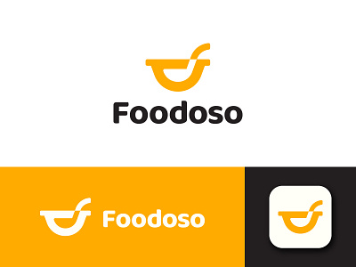 Foodoso application brand branding food happy logo restaurant smile spoon startup tasty