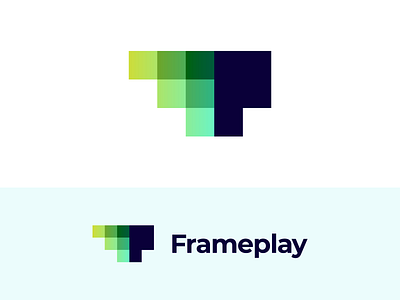 Frameplay branding design digital fast frame gaming identity letters logo minimal monogram pixels symbol