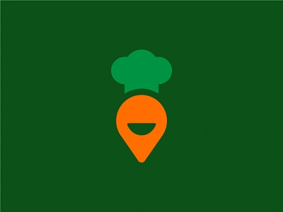 Veggie bio branding carrot chef hat face food food app fresh hat healthy location logo negative space logo pin restaurant logo smart smile startup vegan veggies