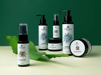 Freya Organics Packaging beauty brand brand identity branding cleanser cosmetics leaf logo nature orange organics packaging