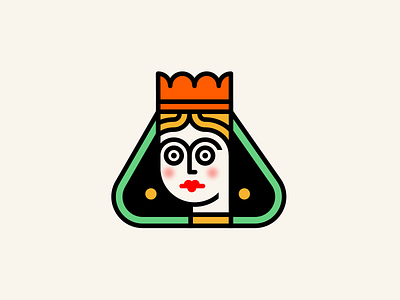 Queen brand branding cards character crown design face icon logo master queen women