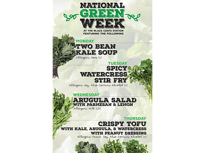 National Green Week flyer graphic design leafy greens rustic typography