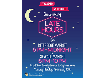 Late Hours design flyer graphic design moon neon neon lights night stars typography