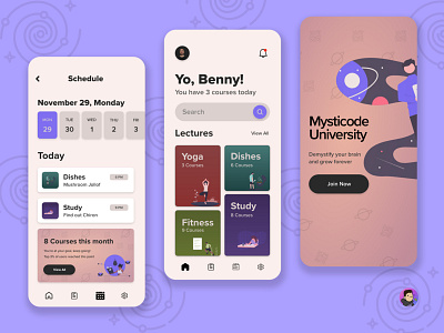 Mysticode University app design logo mobile ui ux