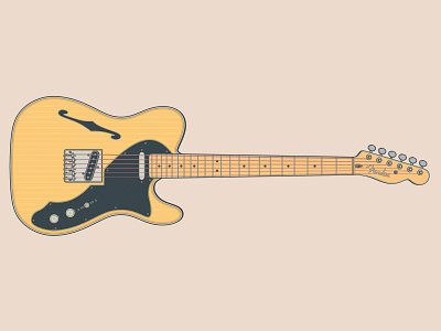 Fender Britt Daniel Signature Telecaster Thinline art branding britt daniel design electric guitar fender fender telecaster guitar guitar art guitar illustration icon icons illustration logo musician retro signature telecaster vector vector illustration